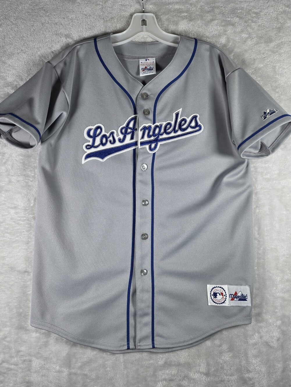 Majestic Los Angeles Dodgers Jersey Men Size Small Gray Embroidered Vtg USA Made